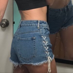 PAC sun high rise shorts with side tie closure